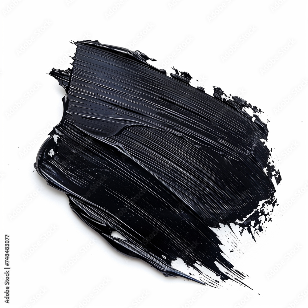 Poster black brush stroke texture on a white background, ideal for design concepts and space for text