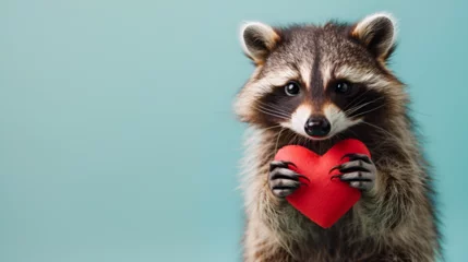 Fotobehang Captivating baby raccoon, a delightful addition to any project!, Generative Ai   © Dzynee