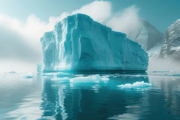 Foto op Plexiglas anti-reflex The splendor of icebergs and mountains: the embrace of nature in all its majestic beauty © ЮРИЙ ПОЗДНИКОВ