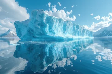Fotobehang The splendor of icebergs and mountains: the embrace of nature in all its majestic beauty © ЮРИЙ ПОЗДНИКОВ