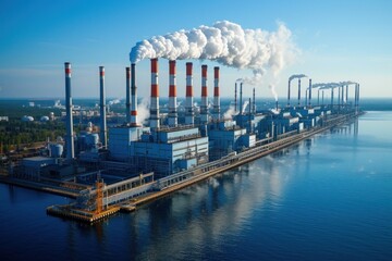 Obraz premium Power plant and industrial pipes in the city