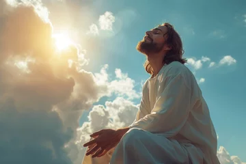 Gordijnen Jesus Christ Praying in Heaven: An Image of Mercy and Grace in Christianity © ЮРИЙ ПОЗДНИКОВ
