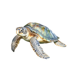 Fototapeta premium Turtle watercolor clipart illustration on transparent background