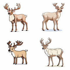 Naklejka na ściany i meble Reindeer (Cartoon Reindeer Illustration). simple minimalist isolated in white background vector illustration