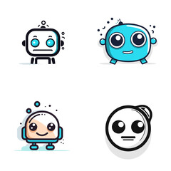 Chatbot Icon (Speech Bubble with Chatbot Symbol). simple minimalist isolated in white background vector illustration