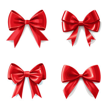 Holiday Bow (Festive Red Ribbon Bow). simple minimalist isolated in white background vector illustration