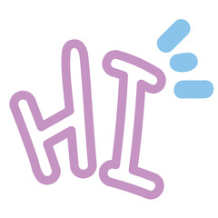 Pastel outline of HI text for font, typography, letters, alphabet, greeting, card, print, social media, decorations, elements, logo, icon, shirt print, sticker, tattoo, clip art