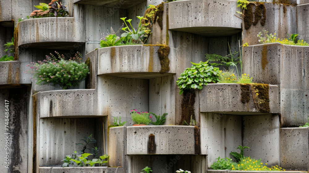 Poster a maze of tall stacked planters line the walls of a concrete structure providing a thriving source o