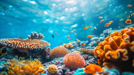 Foto op Plexiglas fishes in the coral reef Travel lifestyle, watersport adventure, swim activity on a summer beach holiday in Thailand © Fokke Baarssen