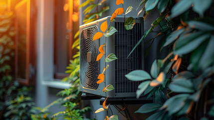 Modern outdoor module of heat pump heating