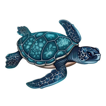 Cute leatherback turtle swimming underwater. cartoon animal nature concept Isolated. AI Generated