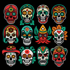 Beautifully Drawn Dia de Muertos Skull Artworks - Colorful Mexican Calavera Designs for Day of the Dead  