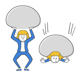 プレッシャーに耐える　負ける　女性のイラスト