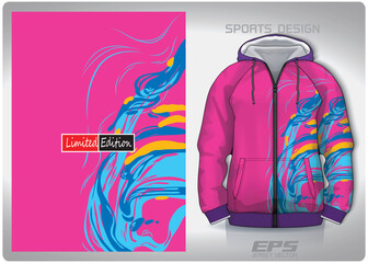 Vector sports hoodie background image.pink blue flowing water pattern design, illustration, textile background for sports long sleeve hoodie,jersey hoodie.eps