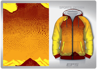 Vector sports hoodie background image.Mountain view yellow polka dot sky pattern design, illustration, textile background for sports long sleeve hoodie,jersey hoodie.eps