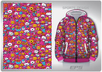 Vector sports hoodie background image.pink cartoon icon pattern design, illustration, textile background for sports long sleeve hoodie,jersey hoodie.eps