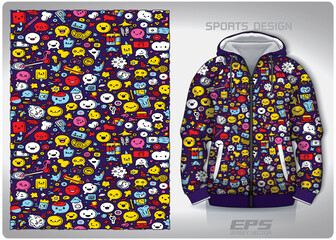 Vector sports hoodie background image.purple cartoon icon pattern design, illustration, textile background for sports long sleeve hoodie,jersey hoodie.eps