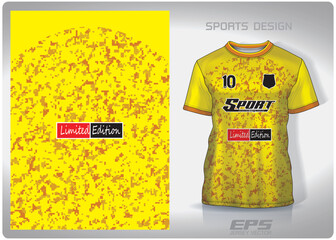 Vector sports shirt background image.Yellow digital camouflage pattern design, illustration, textile background for sports t-shirt, football jersey shirt.eps