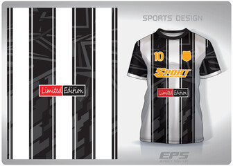 Vector sports shirt background image.Zigzag black and white zebra pattern design, illustration, textile background for sports t-shirt, football jersey shirt.eps