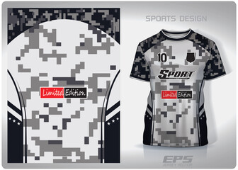 Vector sports shirt background image.black gray digital military pattern design, illustration, textile background for sports t-shirt, football jersey shirt.eps