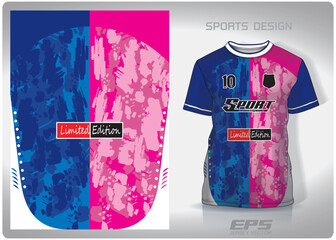 Vector sports shirt background image.Blue and pink oil paint pattern design, illustration, textile background for sports t-shirt, football jersey shirt.eps