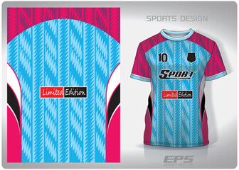 Vector sports shirt background image.Blue pink zigzag wavy pattern design, illustration, textile background for sports t-shirt, football jersey shirt.eps