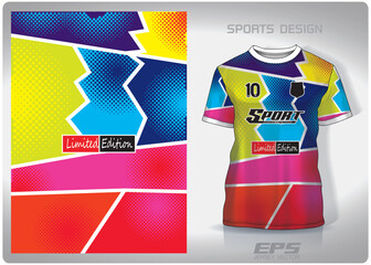 Vector sports shirt background image.Collage with multi colored dots pattern design, illustration, textile background for sports t-shirt, football jersey shirt.eps