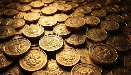 Huge mass of gold coins