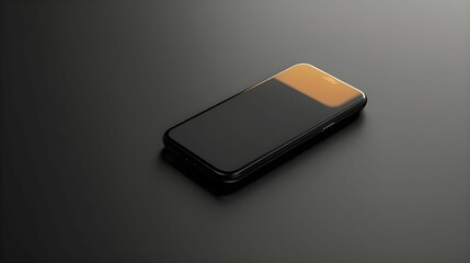 Smartphone with Golden Light Reflection on Dark Surface Ai generated
