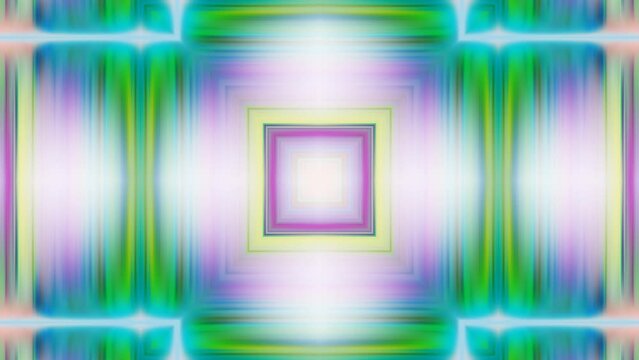 Square shaped colorful patterns metamorphoses. Abstract geometric rectangular symmetrical ornament changes. Glowing luminous motion background dividing, separating to squarish parts. 4K UHD 4096x2304