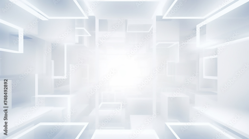 Poster modern white and light grey square overlapped pattern on background with shadow. white background. m
