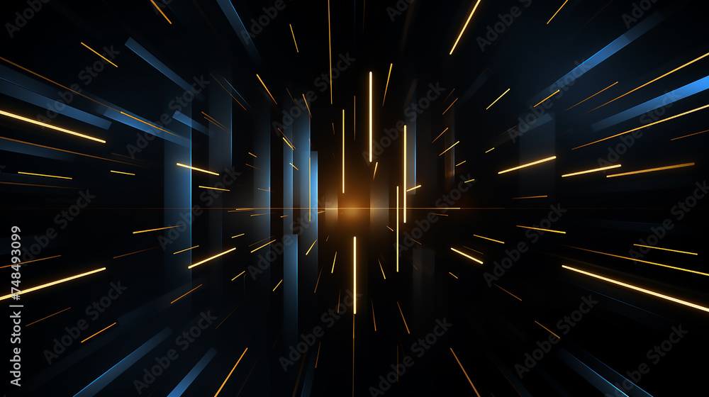 Poster modern black and light golden square overlapped pattern on background with shadow. black background.