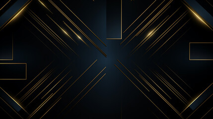 Abstract square technology dark blue gold gradient background with digital geometric shape and line. Abstract technology futuristic glowing blue and gold light lines with speed motion blur effect.