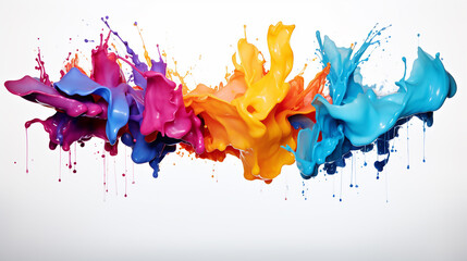 watercolor liquid colorful vibrant rainbow Holi paint color powder explosion with bright colors white background. 