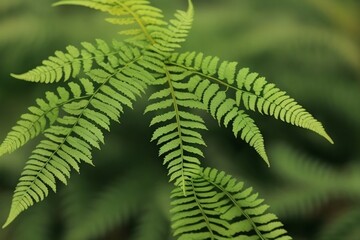 Fern leaves in the forest, surrounded by nature's greenery