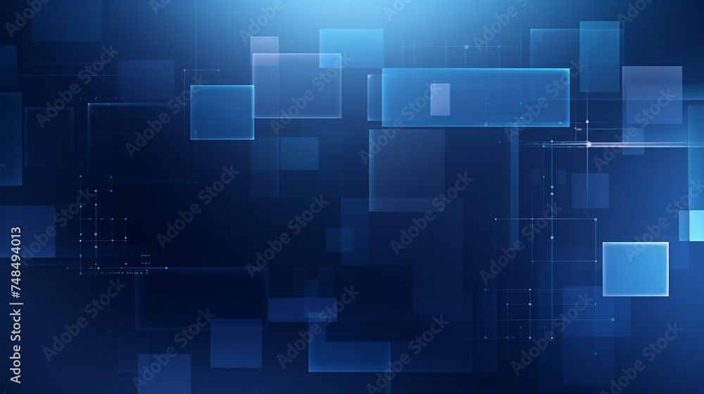 Aufkleber abstract blue square background. technology futuristic digital graphic concept blue square, line tec