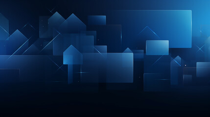Fototapeta premium abstract blue square background. technology futuristic digital graphic concept blue square, line technology Wireframe background with plexus effect.