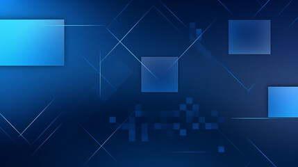 Blue and grey glossy squares abstract tech banner design. Modern abstract blue background design with layers of transparent material in square shapes in random geometric patterns.	

