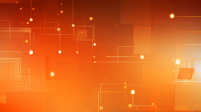 Modern abstract orange background design with layers of material in square shapes in random geometric patterns