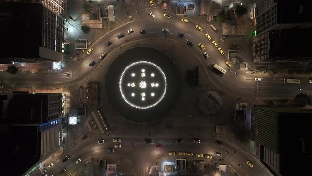 Omonoia Square in Athens from above at night