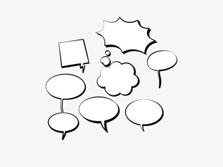 Set of speech bubbles. Halftone shadows. Vector illustration