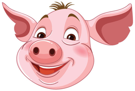 Vector illustration of a smiling pig character