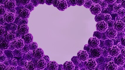 Heart shaped purple roses frame background for wedding invitation, card, valentine, ad, art, love, status, story, anniversary, day, ..	
