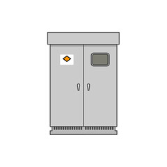 灰色のキュービクル式高圧受電設備（変電設備）