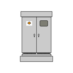 灰色のキュービクル式高圧受電設備（変電設備）