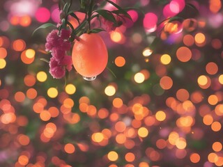 Vibrant Christmas Tree Decorations and Lights in Red and Gold Glow