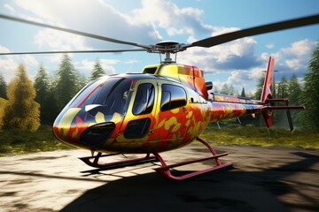 Sleek Private helicopter of businessman outdoor photo. Boss Generate Ai