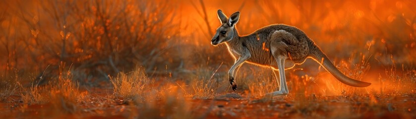 Brown Kangaroo Sprints Across Outback, Symbolizing the Essence of Wildlife in its Natural Habitat