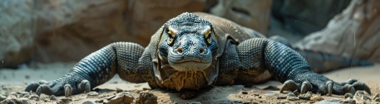 Komodo Dragon. Majestic Predator of Wilderness. With its Powerful Build and Piercing Gaze