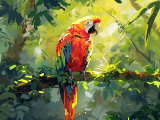 Vibrant Scarlet Macaws. Guardians of the Tropical Rainforests. With Their Stunning of Colors From Brilliant Reds to Vibrant Blues and Yellows
